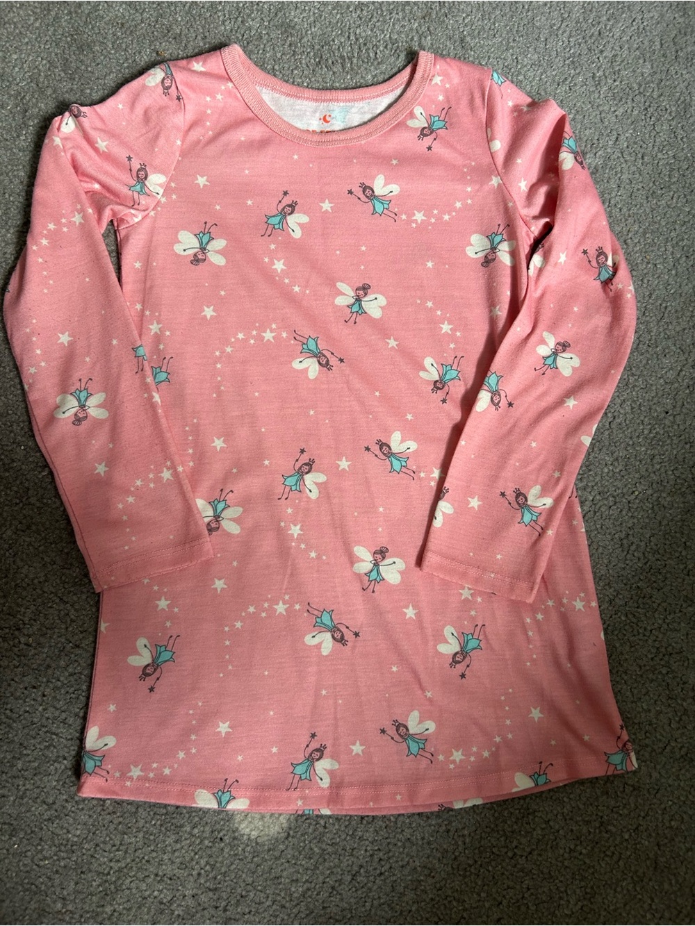 Girls Pink Fairy Print Long-Sleeve Nightgown